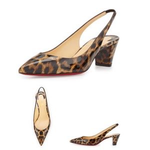 Christian Louboutin Karelli 45mm leopard patent RETAIL $695 ASO SELENA GOMEZ